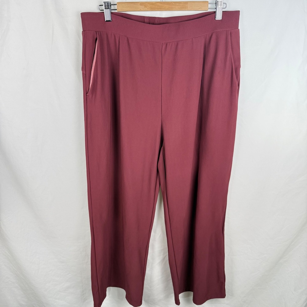 Halara Wide Leg Red Lounge Pants XL Athleisure Comfort Loungewear Stretchy Baggy